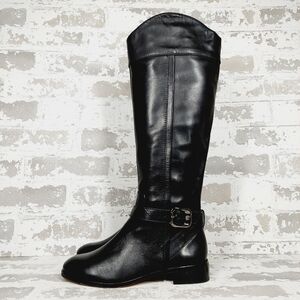 New Vince Camuto Ovarlym Black Leather Riding Boot A129